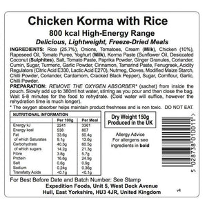 Expedition Foods Chicken Korma with Rice