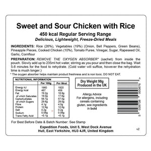 Expedition Foods Sweet and Sour Chicken with Rice