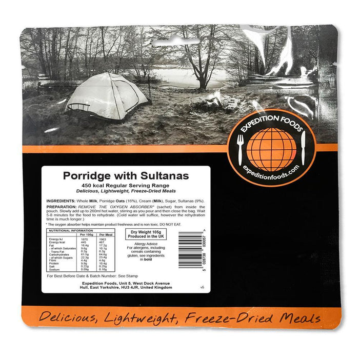 Expedition Foods Porridge with Sultanas (450kcal) - Freeze Dried Meal