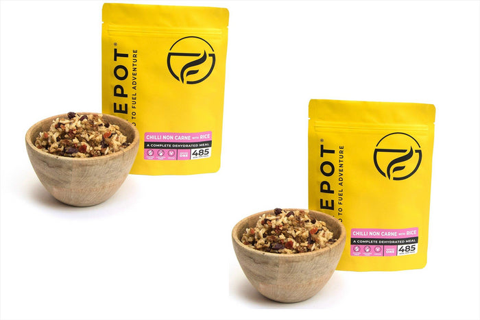 2 x Firepot Vegan Chilli Non Carne and Rice Regular Serving