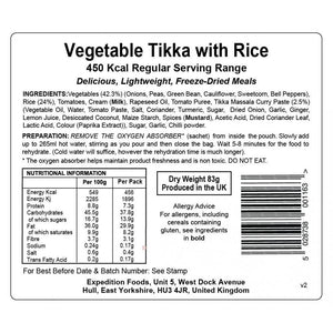 Expedition Foods Vegetable Tikka with Rice